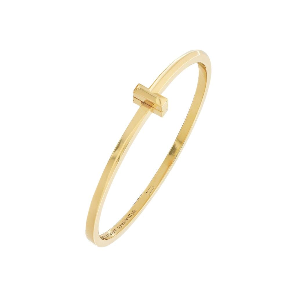 Gold T1 Narrow Hinged Bangle Bracelet