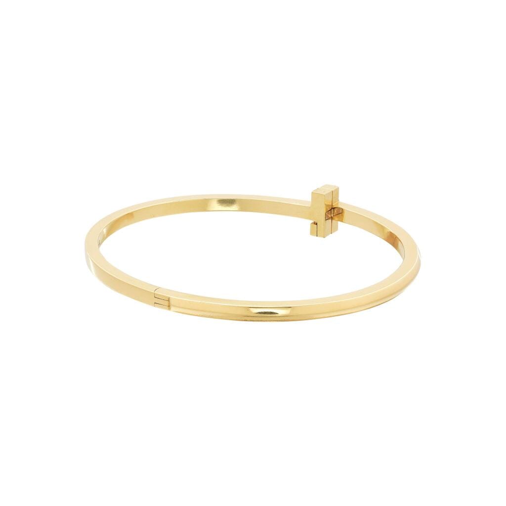 Gold T1 Narrow Hinged Bangle Bracelet