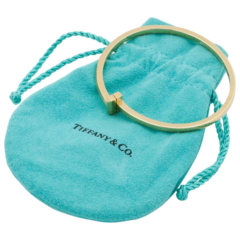 Gold T1 Narrow Hinged Bangle Bracelet
