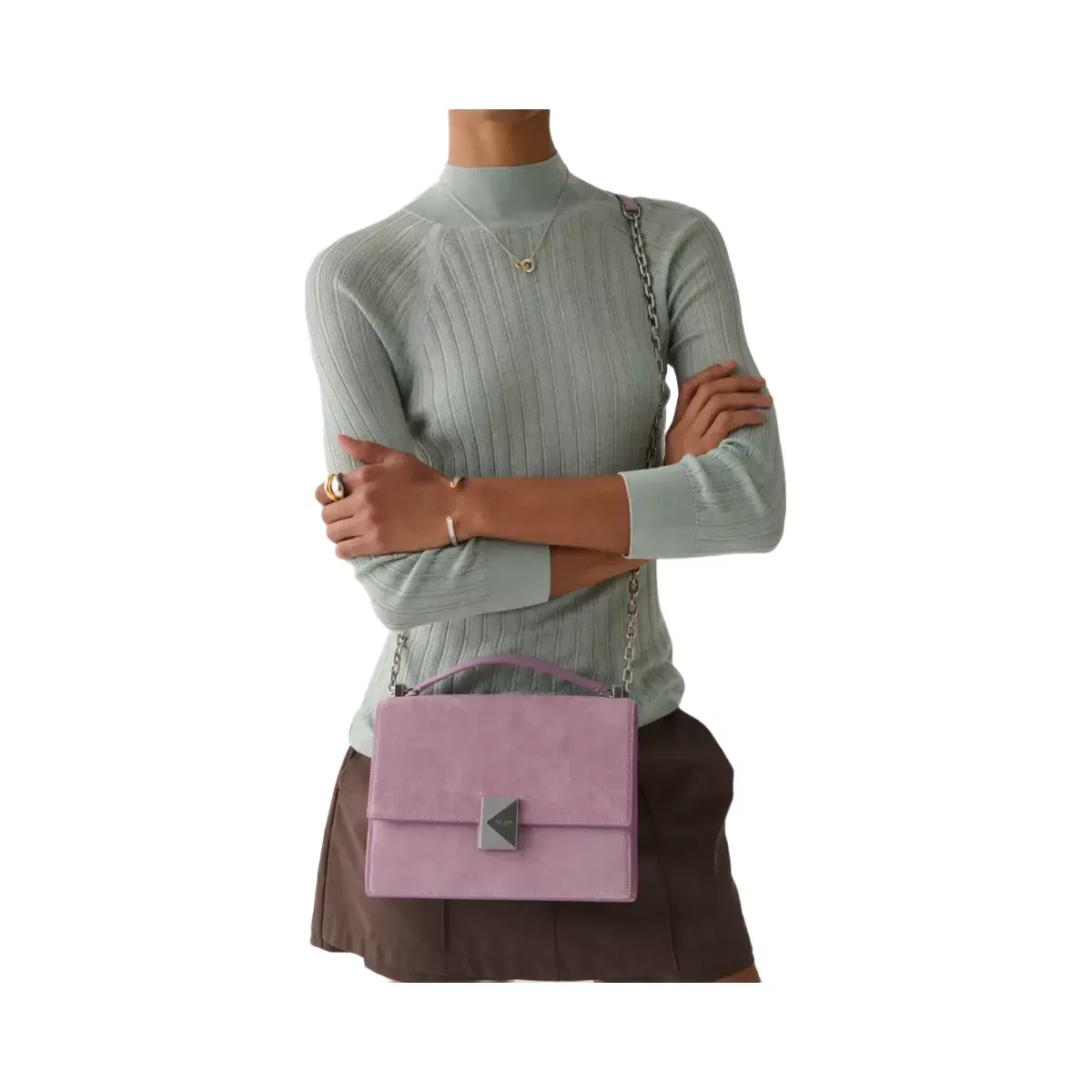 Kate Spade Deco Suede Chain Shoulder Bag Market Purple