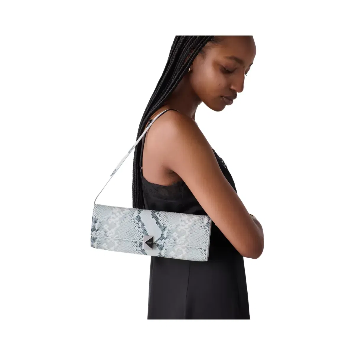 Kate Spade Deco Snake Embossed Soft Mini Shoulder Bag Pale Sapphirine