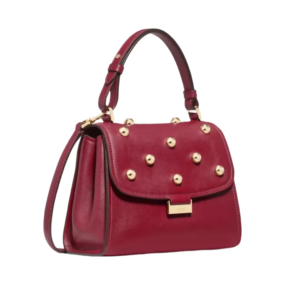 Kate Spade Riley Studded Small Top Handle Bag Red Jam