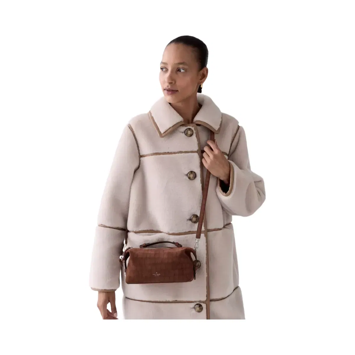 Kate Spade Billie Suede Croc Crossbody Bag Chocolate Truffle