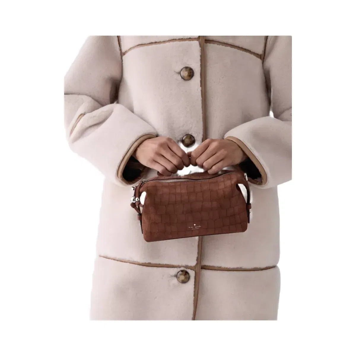 Kate Spade Billie Suede Croc Crossbody Bag Chocolate Truffle