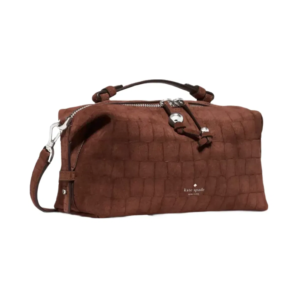 Kate Spade Billie Suede Croc Crossbody Bag Chocolate Truffle