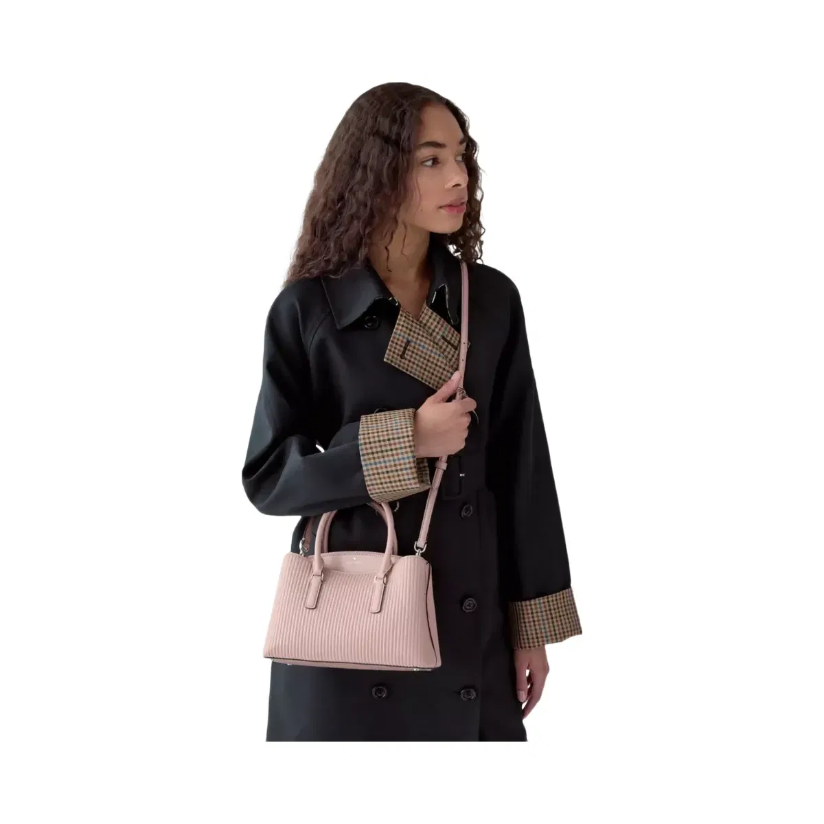 Kate Spade Thompson Street Shiny Quilted Small Satchel Bag Rose Smoke