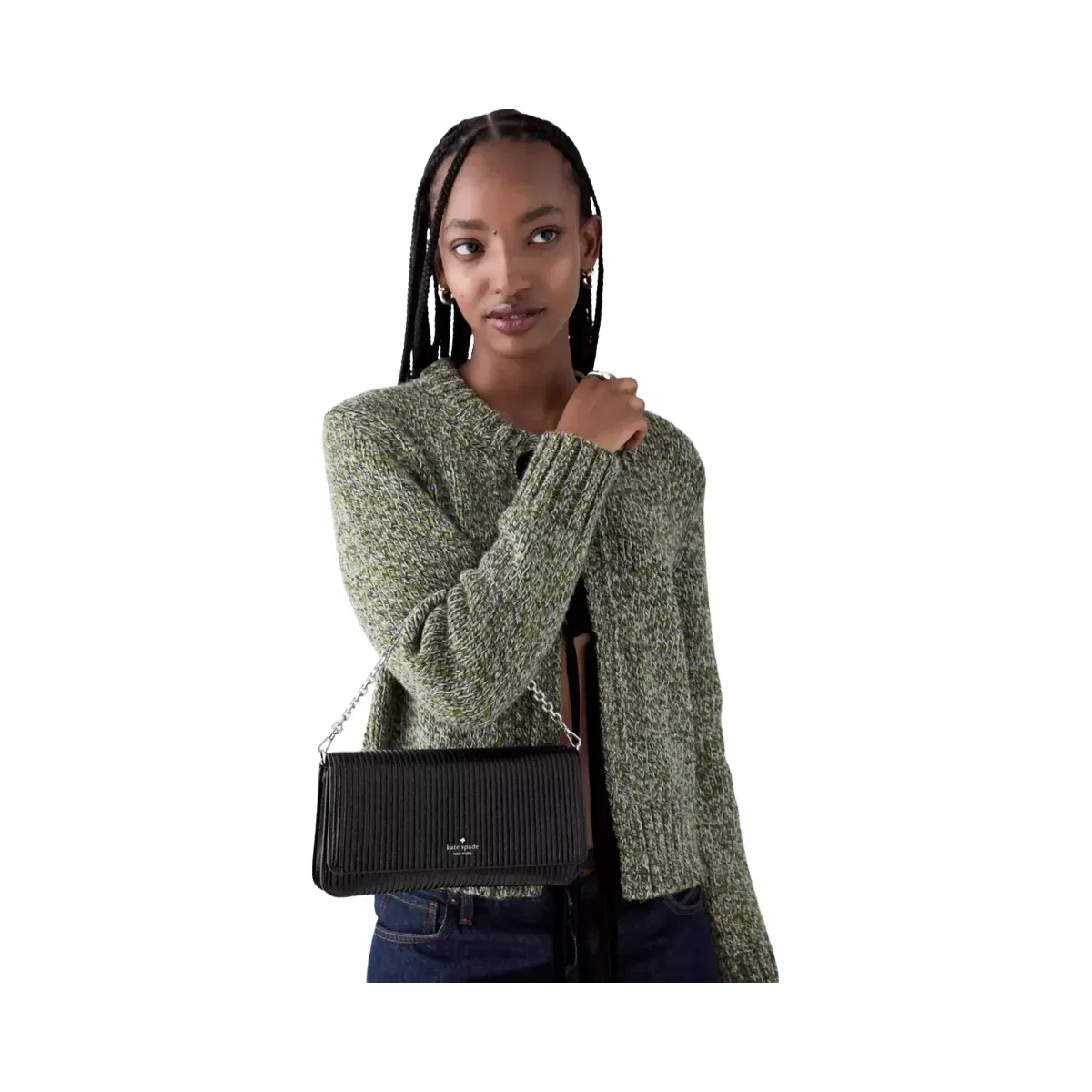 Kate Spade Ivy Shiny Quilted Crossbody Bag Black