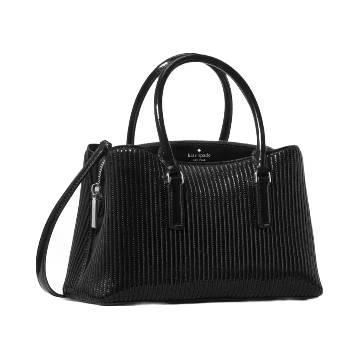 Kate Spade Thompson Street Shiny Quilted Small Satchel Bag Black