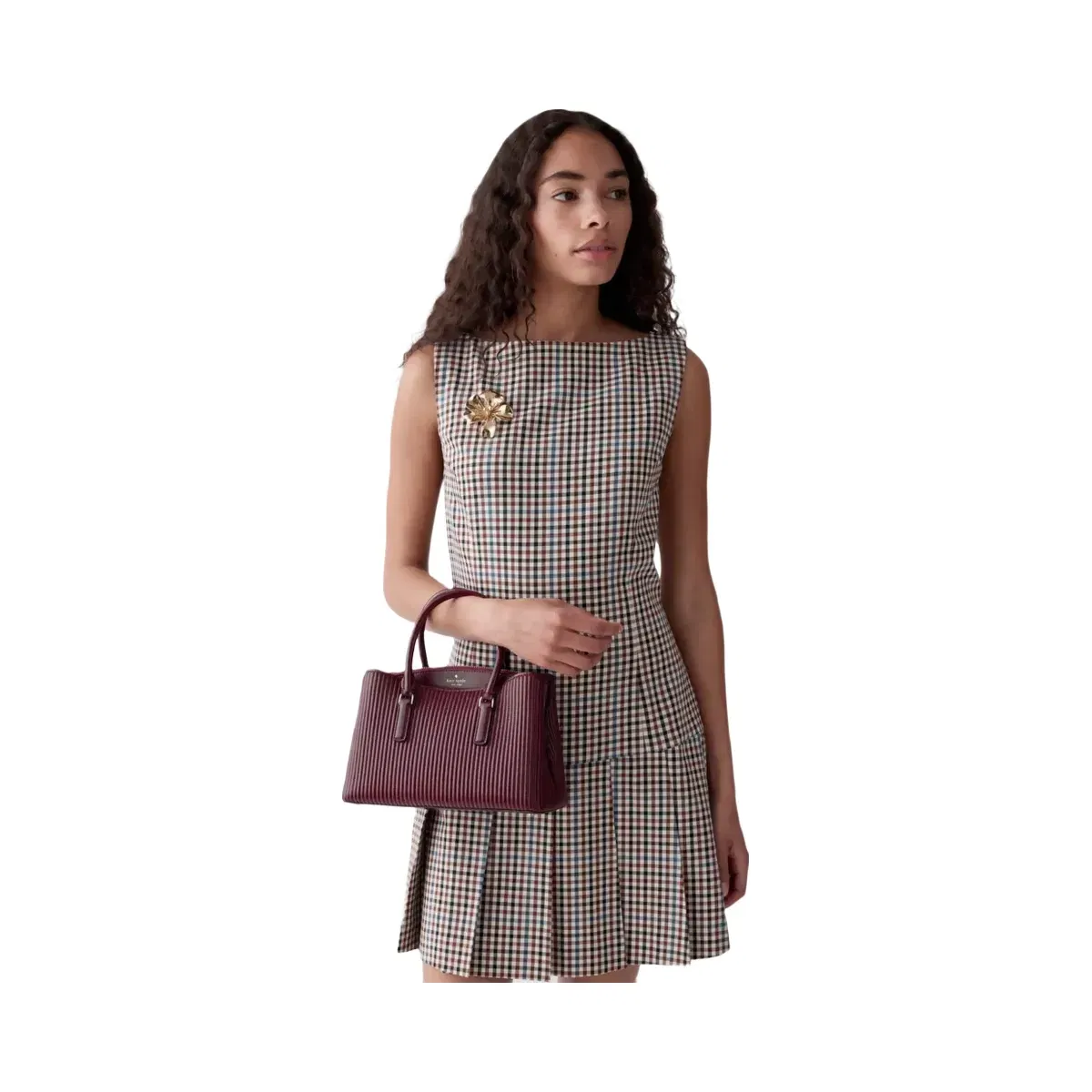 Kate Spade Thompson Street Shiny Quilted Small Satchel Bag Grenache