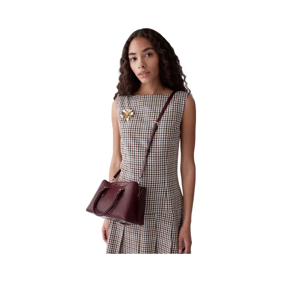 Kate Spade Thompson Street Shiny Quilted Small Satchel Bag Grenache