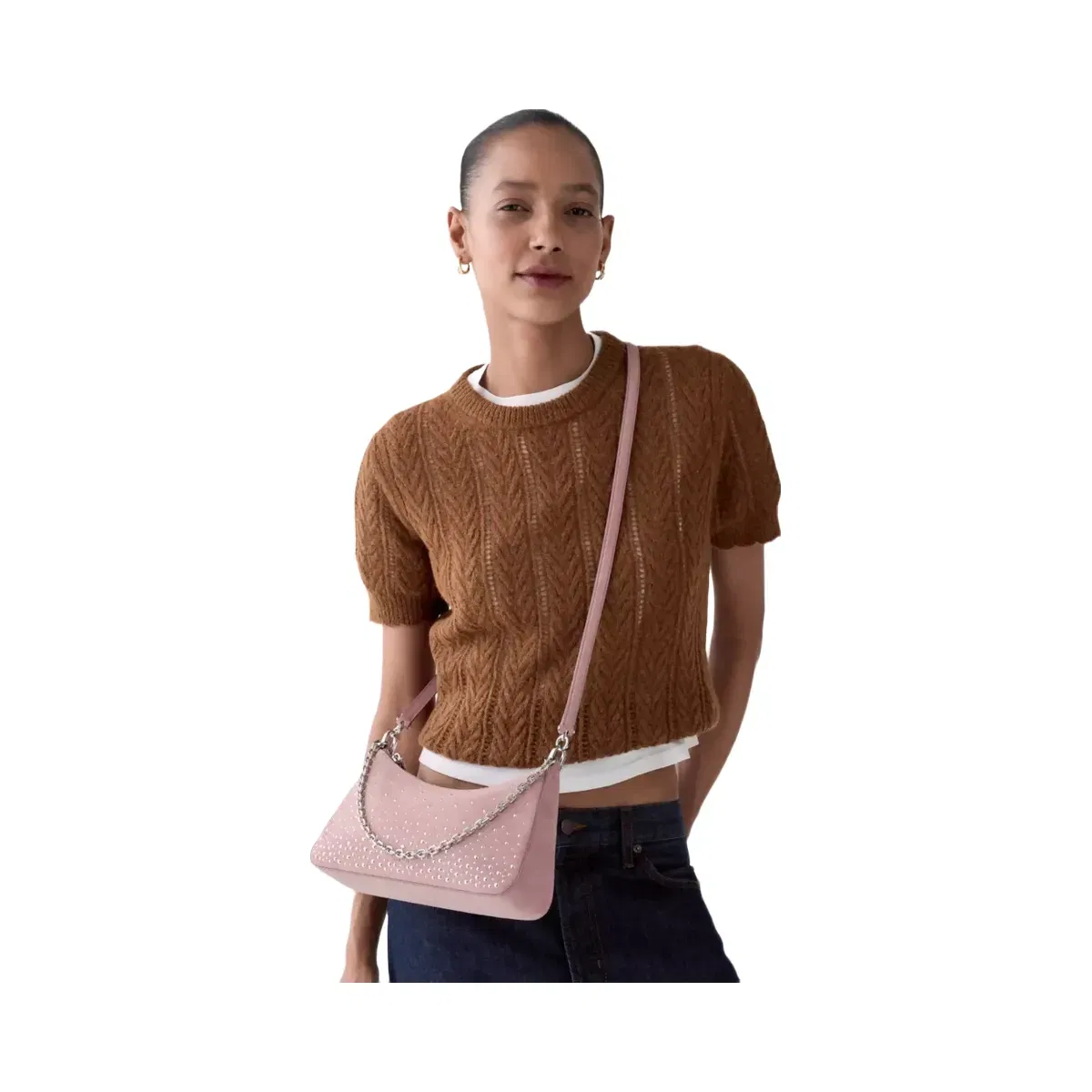Kate Spade Margot Studded Suede Shoulder Bag Dusk Rose