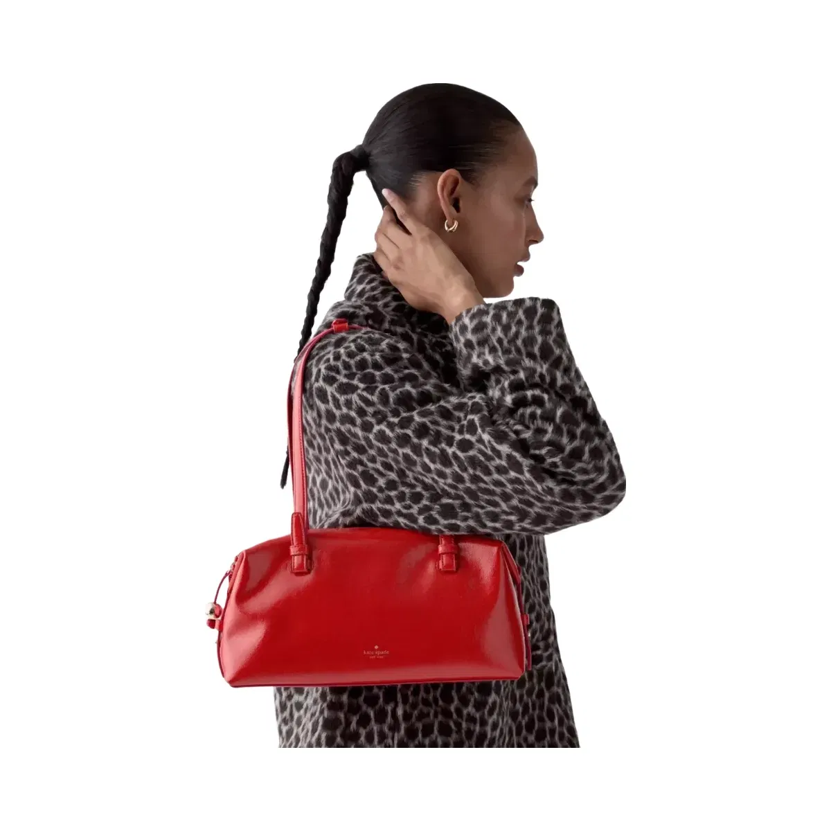 Kate Spade Billie Shiny Leather Shoulder Bag Ks Bright Red