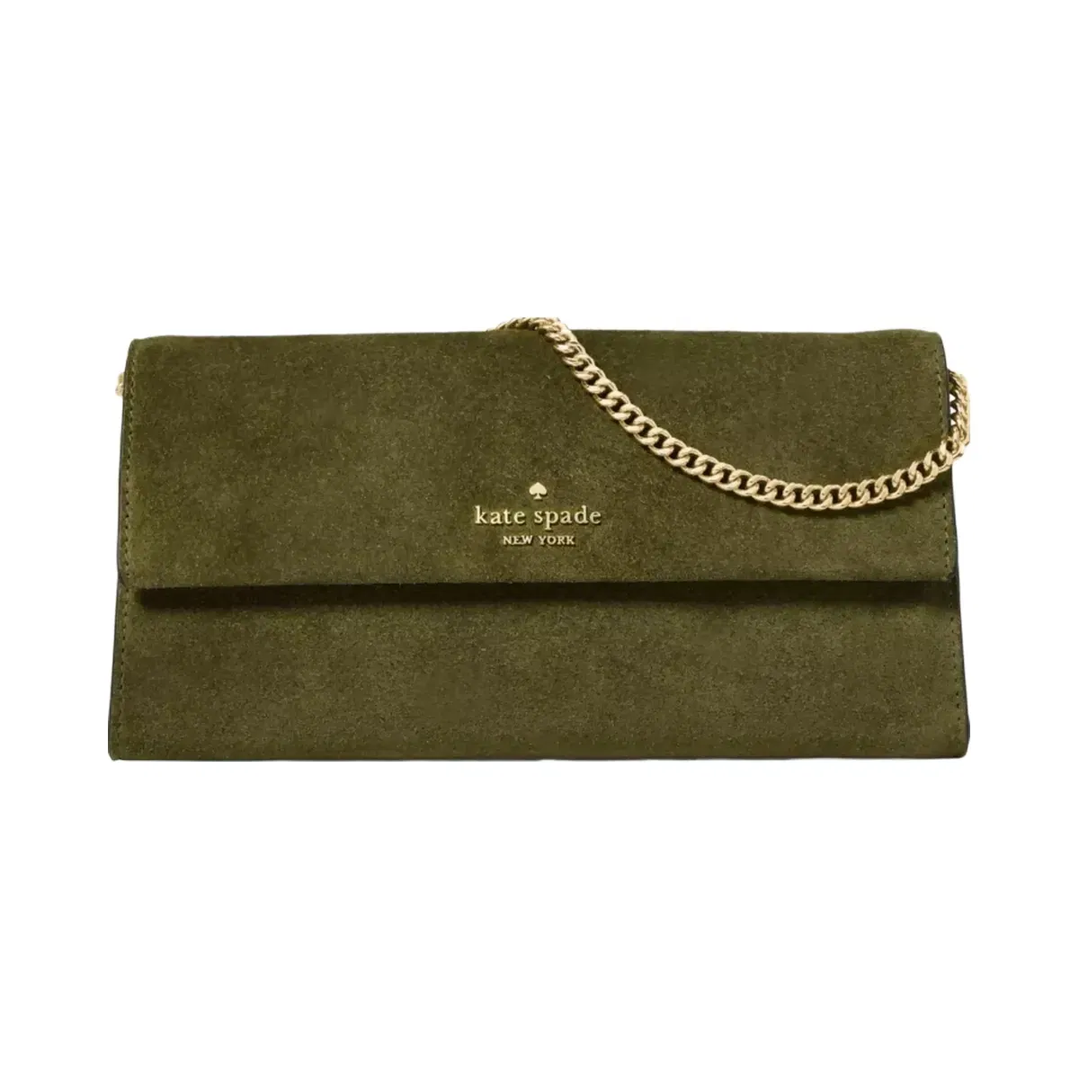 Kate Spade Scarlett Suede Wallet On Chain Enchanted Green