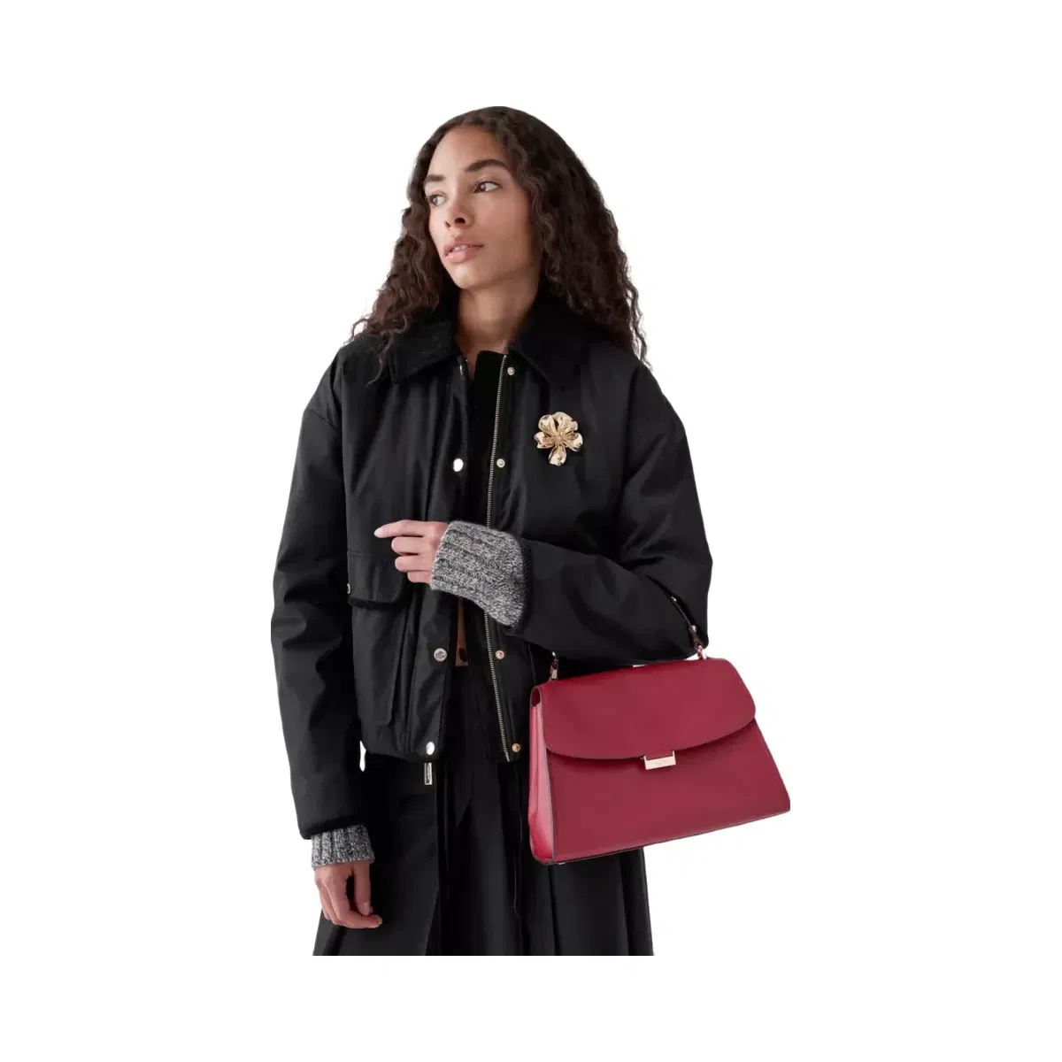 Kate Spade Riley Studded Top Handle Bag Red Jam