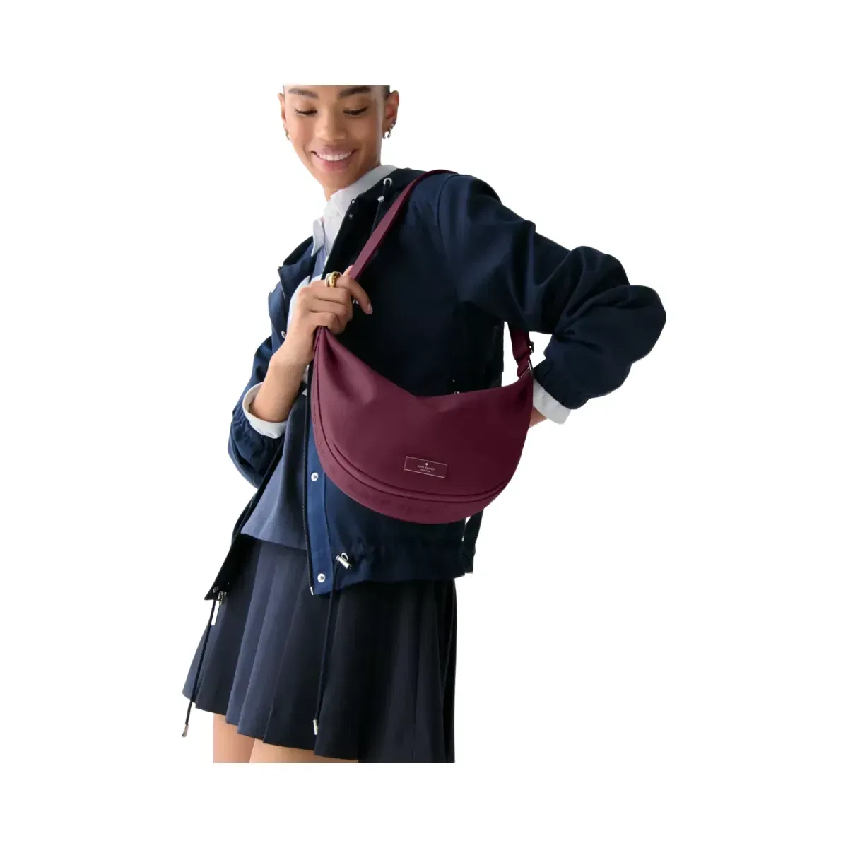 Kate Spade Carter Nylon Sling Crossbody Bag Deep Cherry
