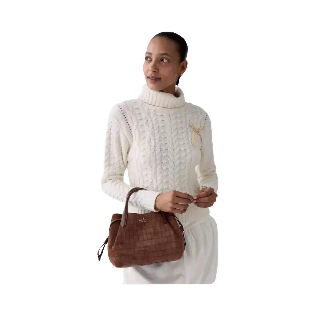 Kate Spade Dumpling Suede Croc Satchel Bag Chocolate Truffle