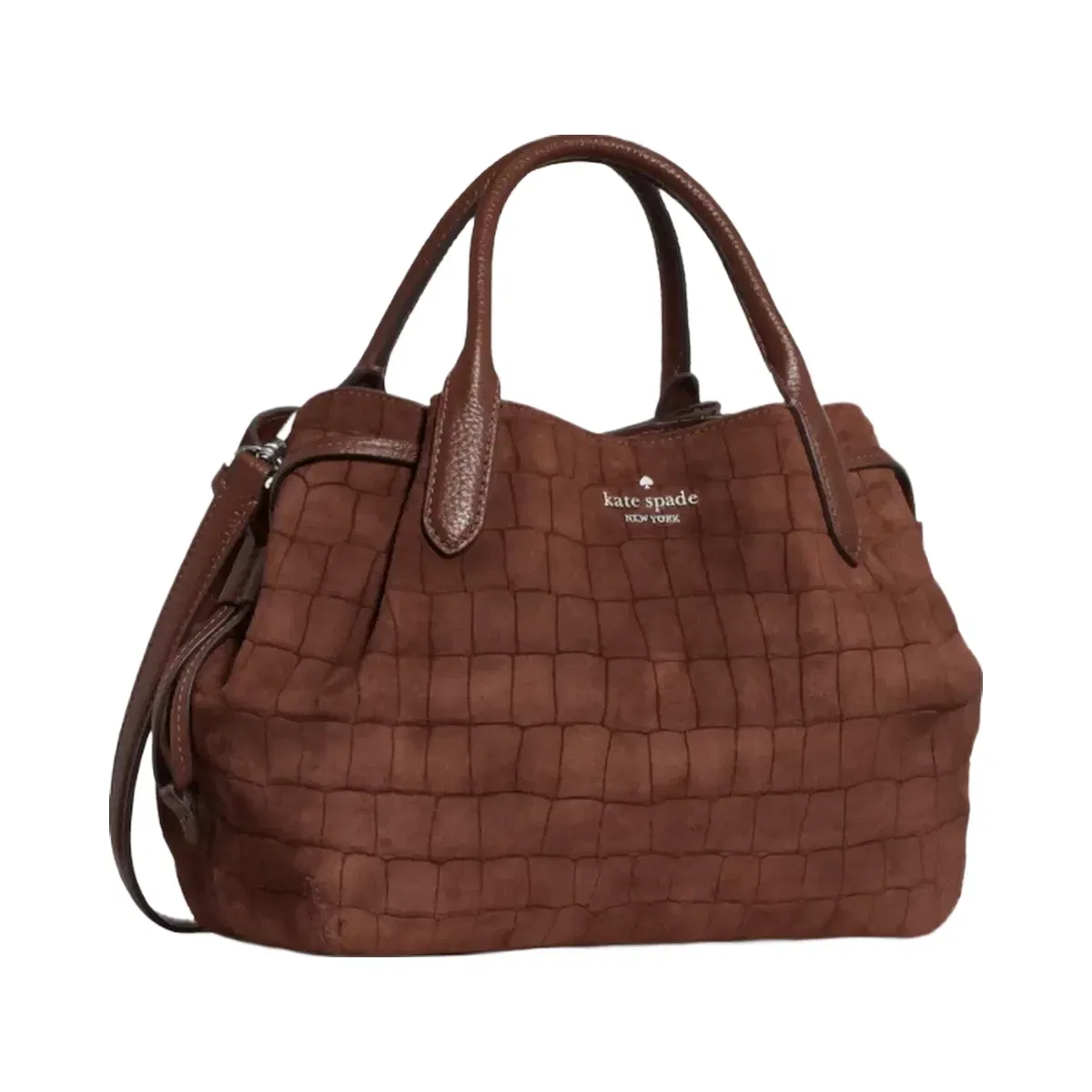 Kate Spade Dumpling Suede Croc Satchel Bag Chocolate Truffle