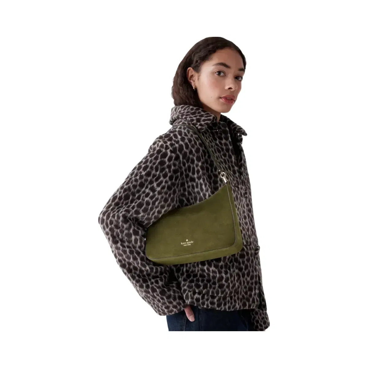Kate Spade Margot Suede Medium Shoulder Bag Enchanted Green