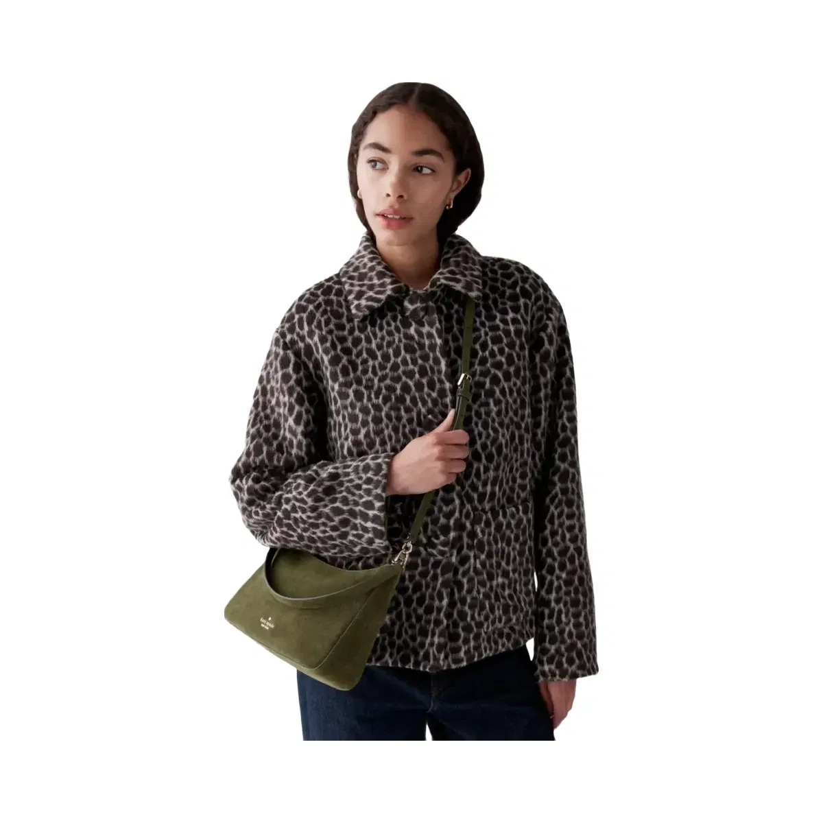 Kate Spade Margot Suede Medium Shoulder Bag Enchanted Green