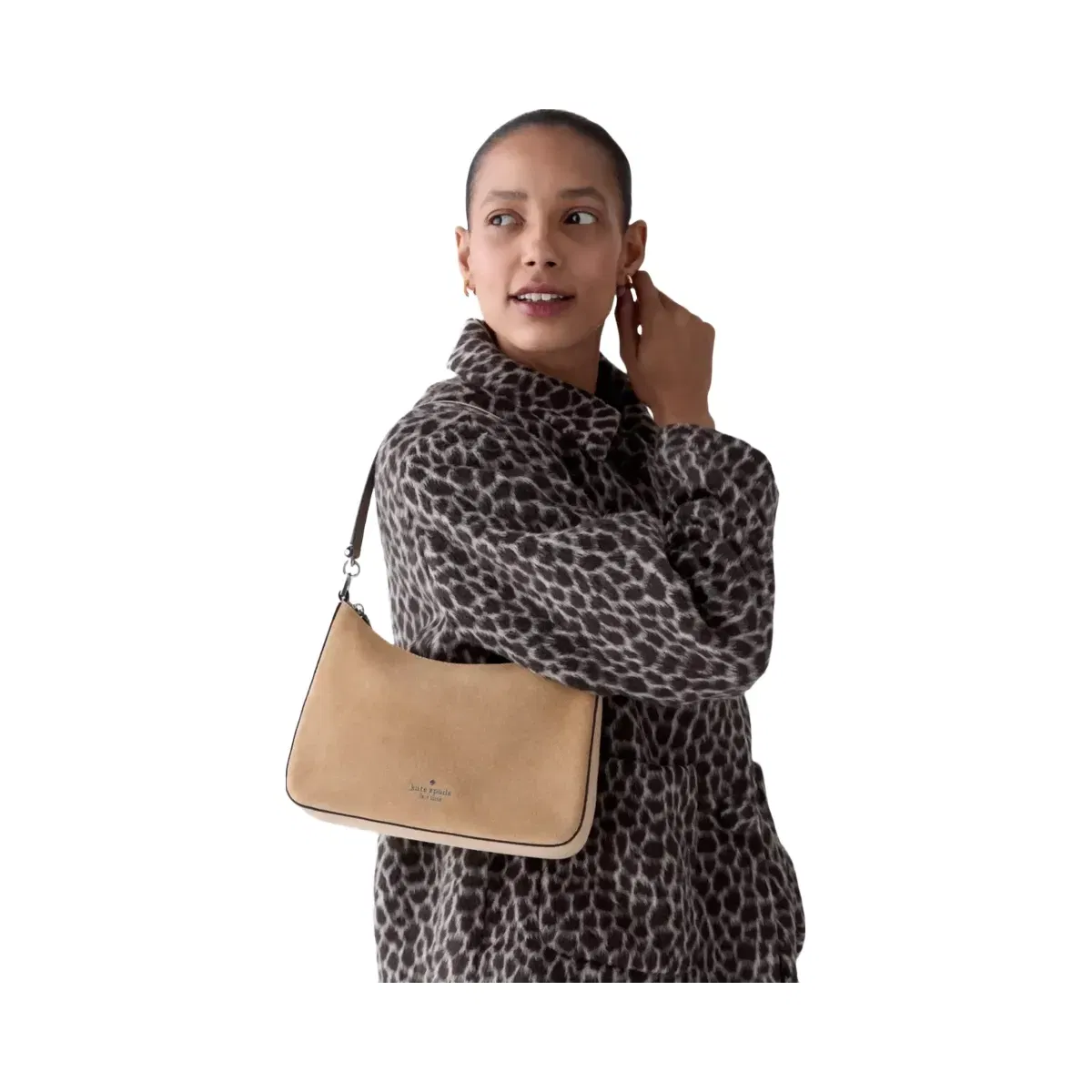 Kate Spade Margot Suede Medium Shoulder Bag Timeless Taupe