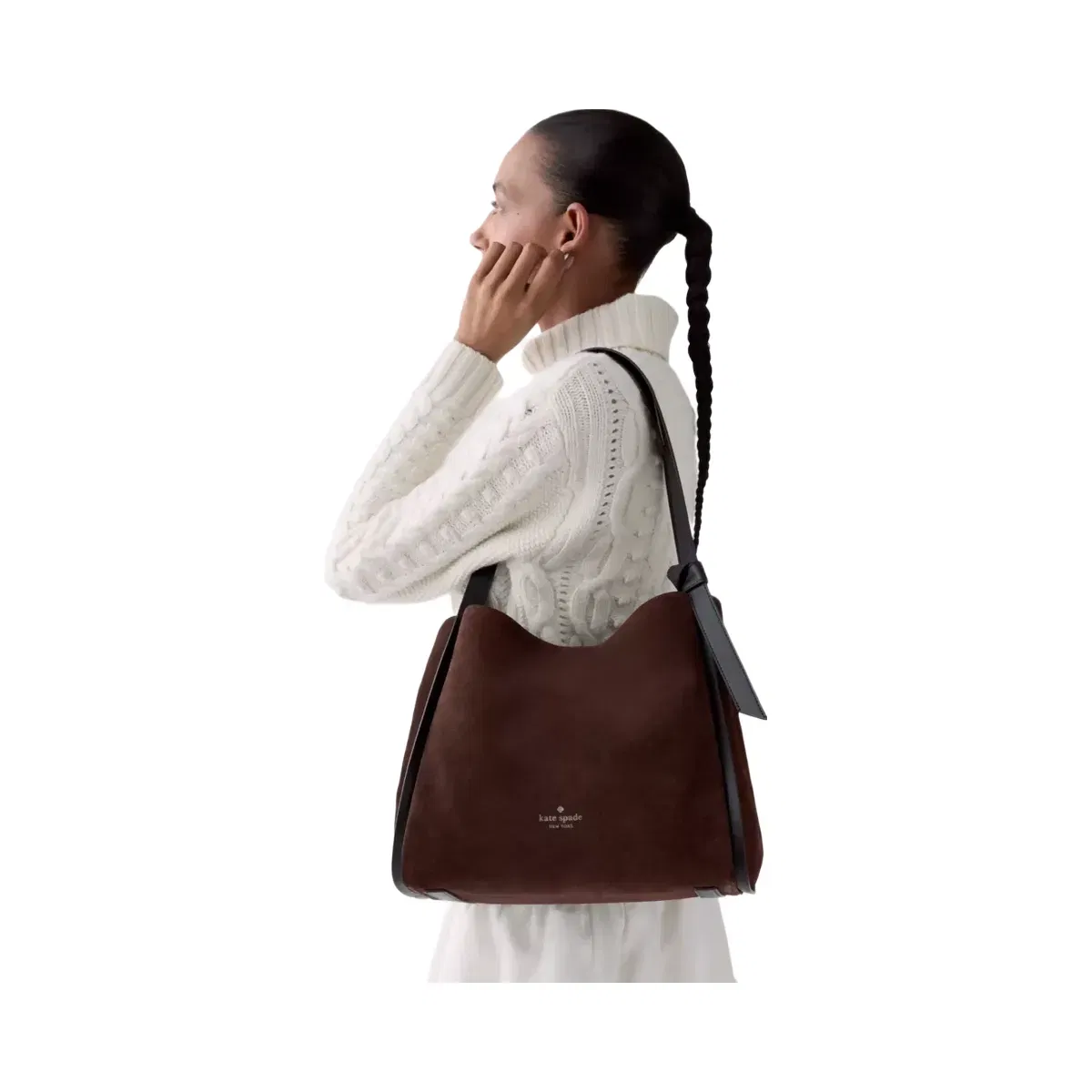 Kate Spade Knott Suede Large Carryall Hot Fudge