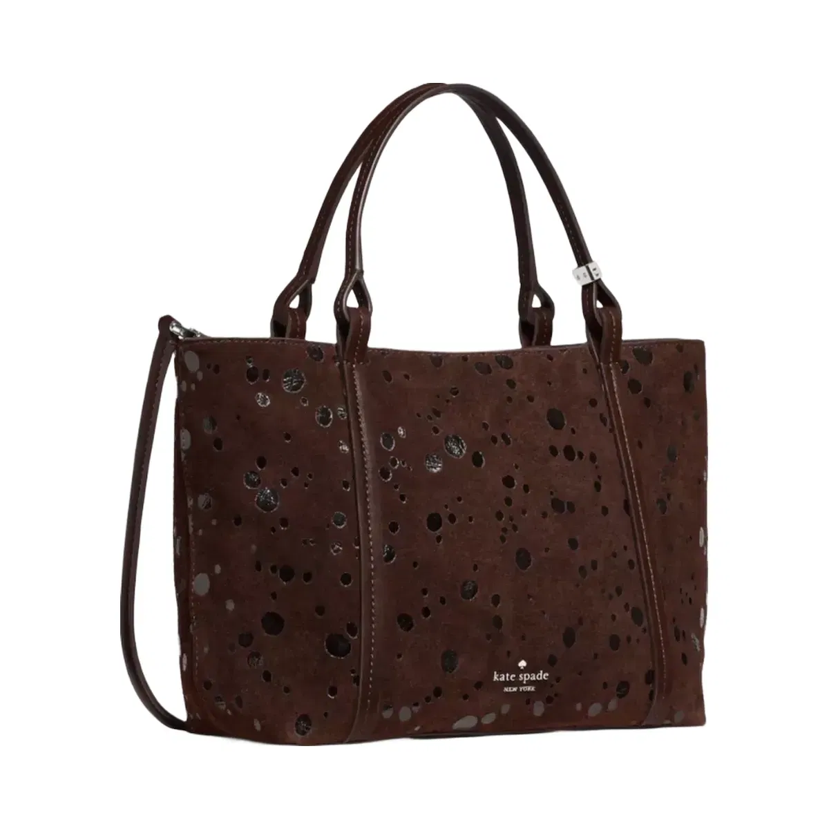 Kate Spade Marlowe Suede Dots Small Tote Bag Hot Fudge