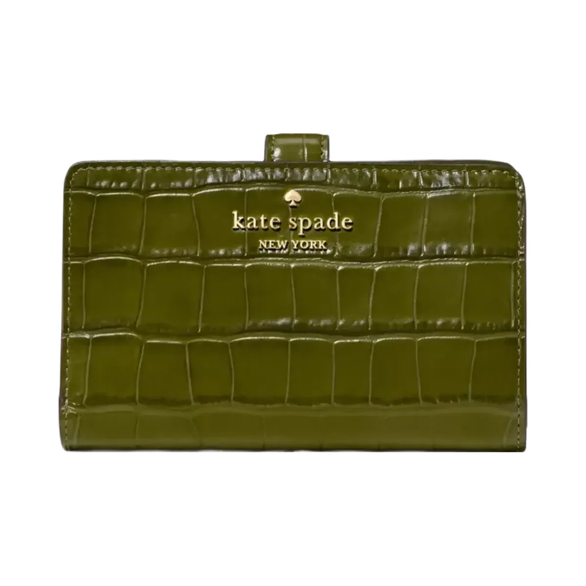 Kate Spade Croc Embossed Medium Bifold Wallet Enchanted Green