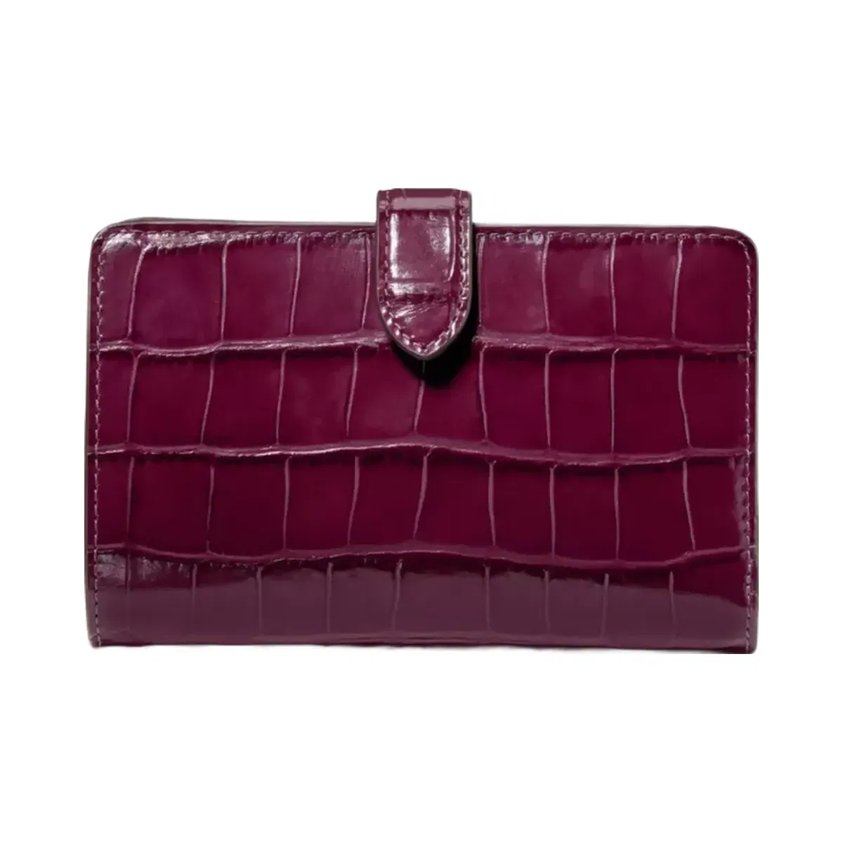 Kate Spade Croc Embossed Medium Bifold Wallet Deep Cherry