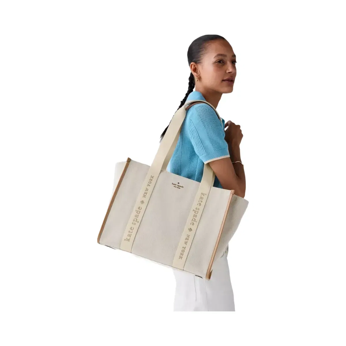 Kate Spade Kip Canvas Large Tote Bag Light Fawn Multi
