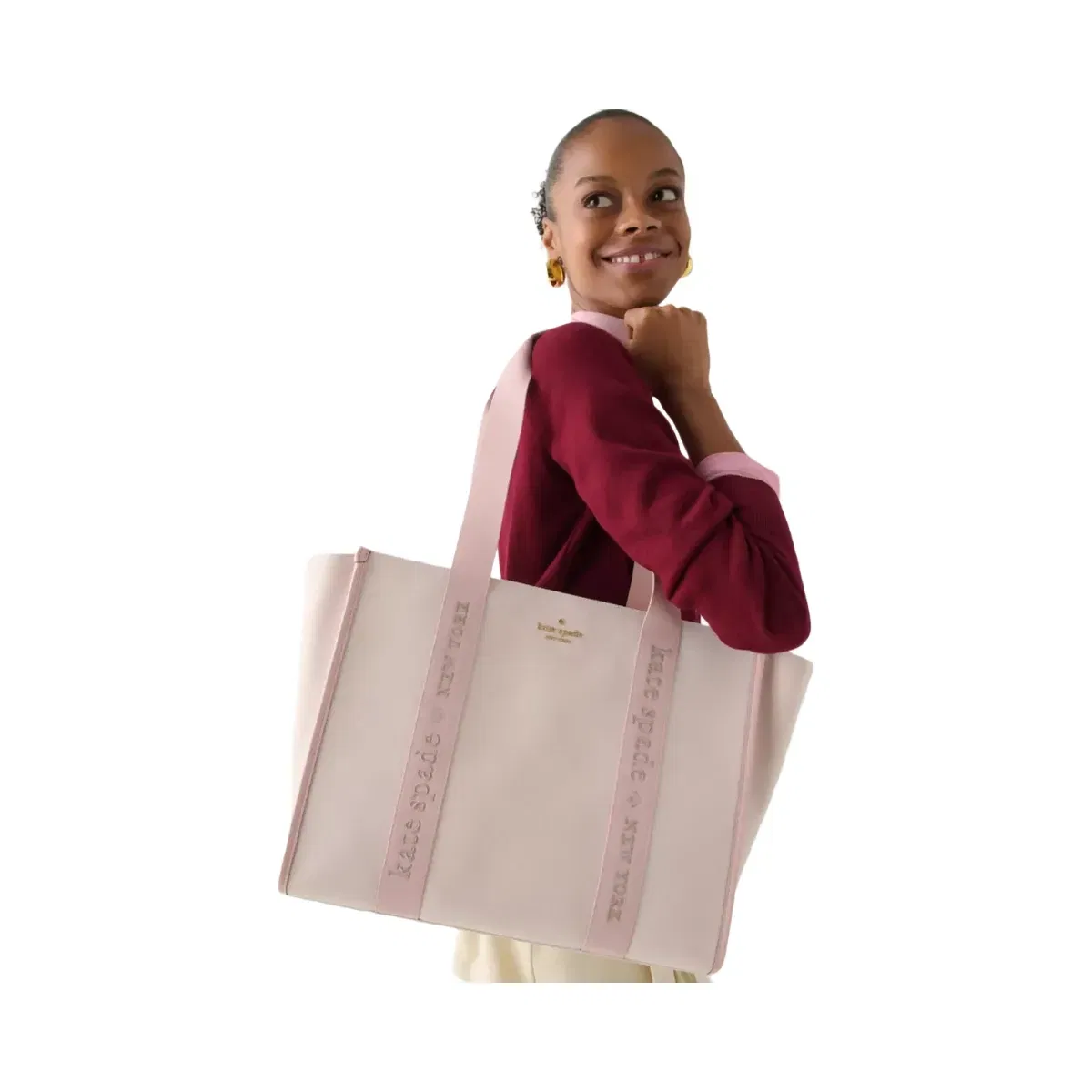 Kate Spade Kip Canvas Large Tote Bag Rose Smoke Multi