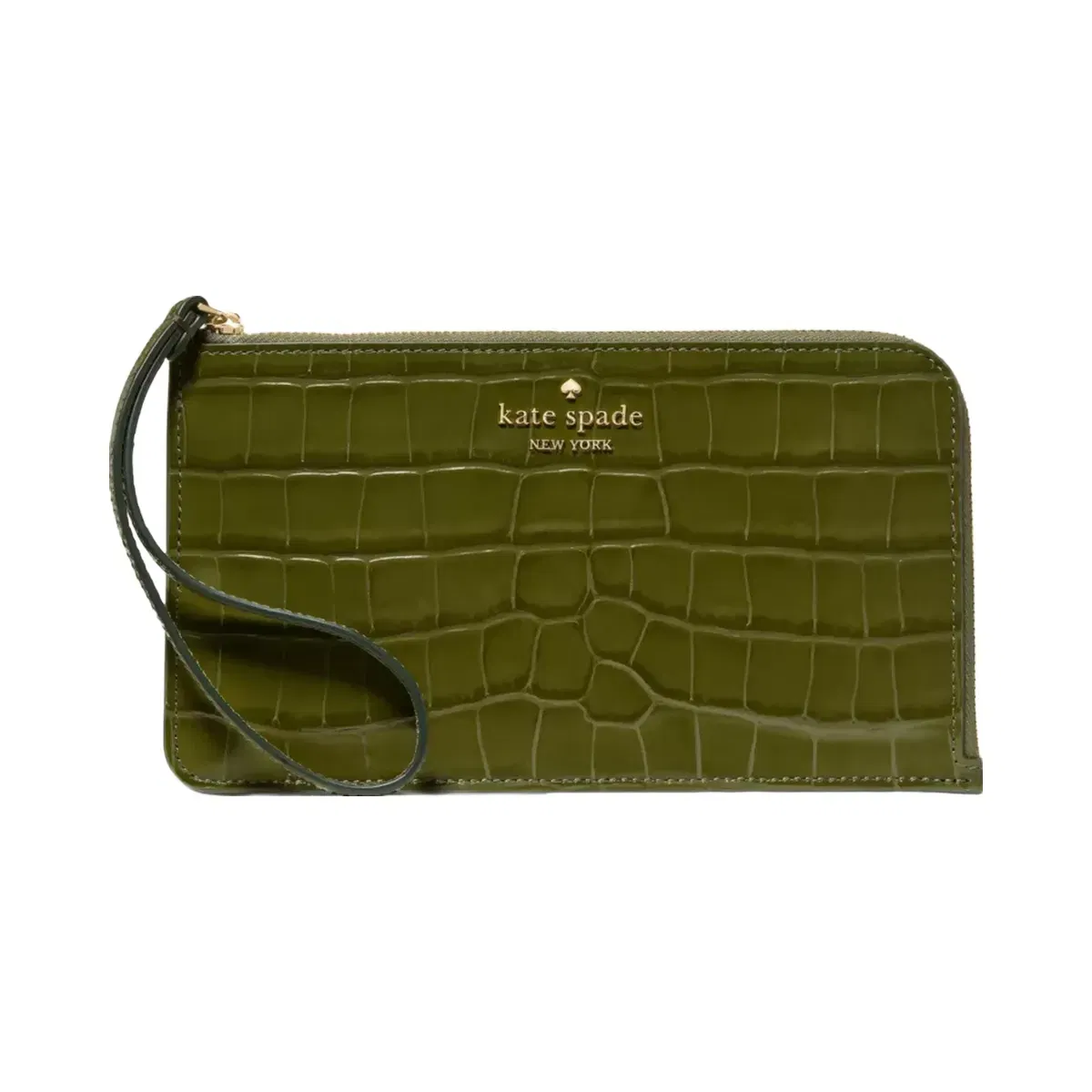 Kate Spade Lucy Croc Embossed Medium Wristlet Enchanted Green