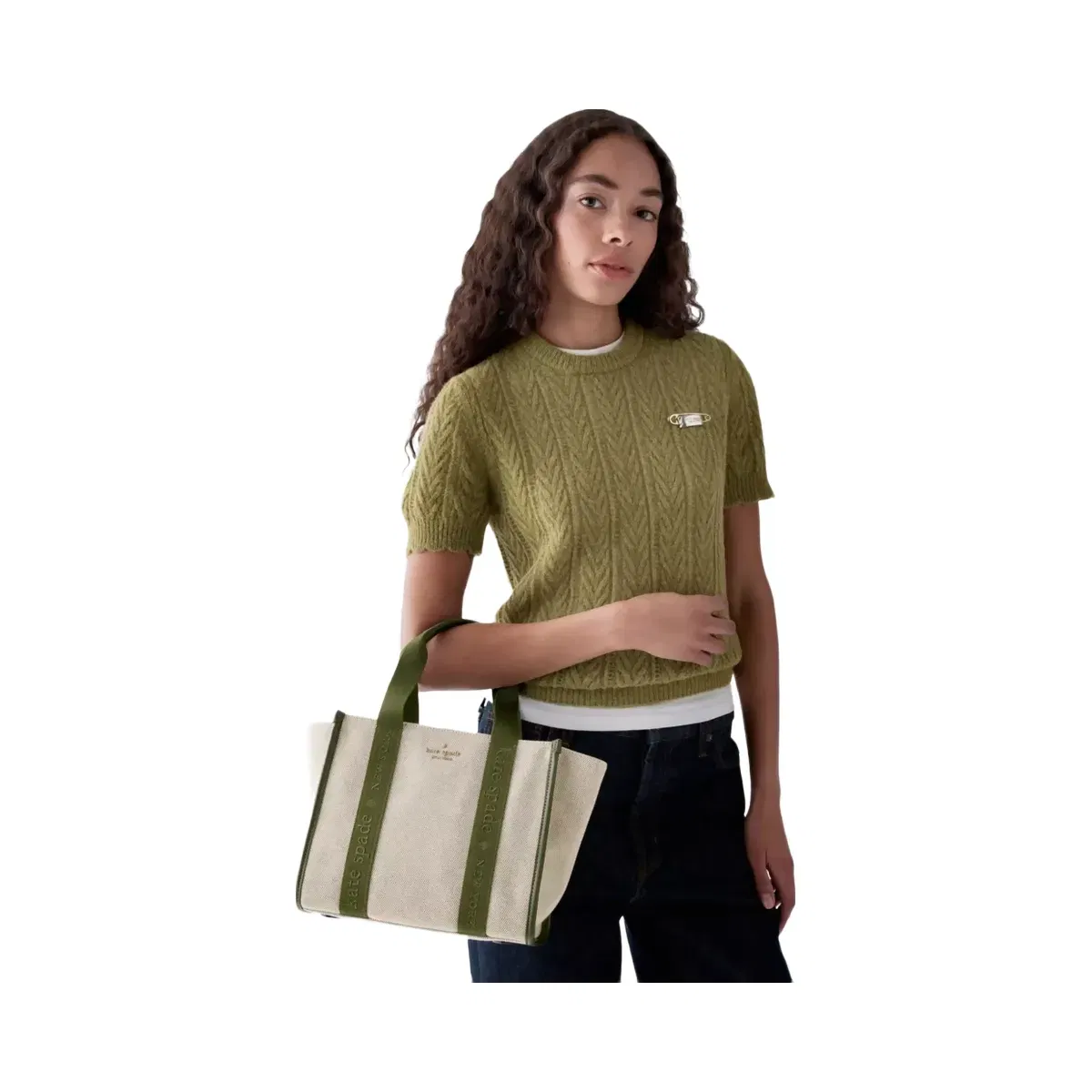 Kate Spade Kip Canvas Small Tote Enchanted Green Multi.