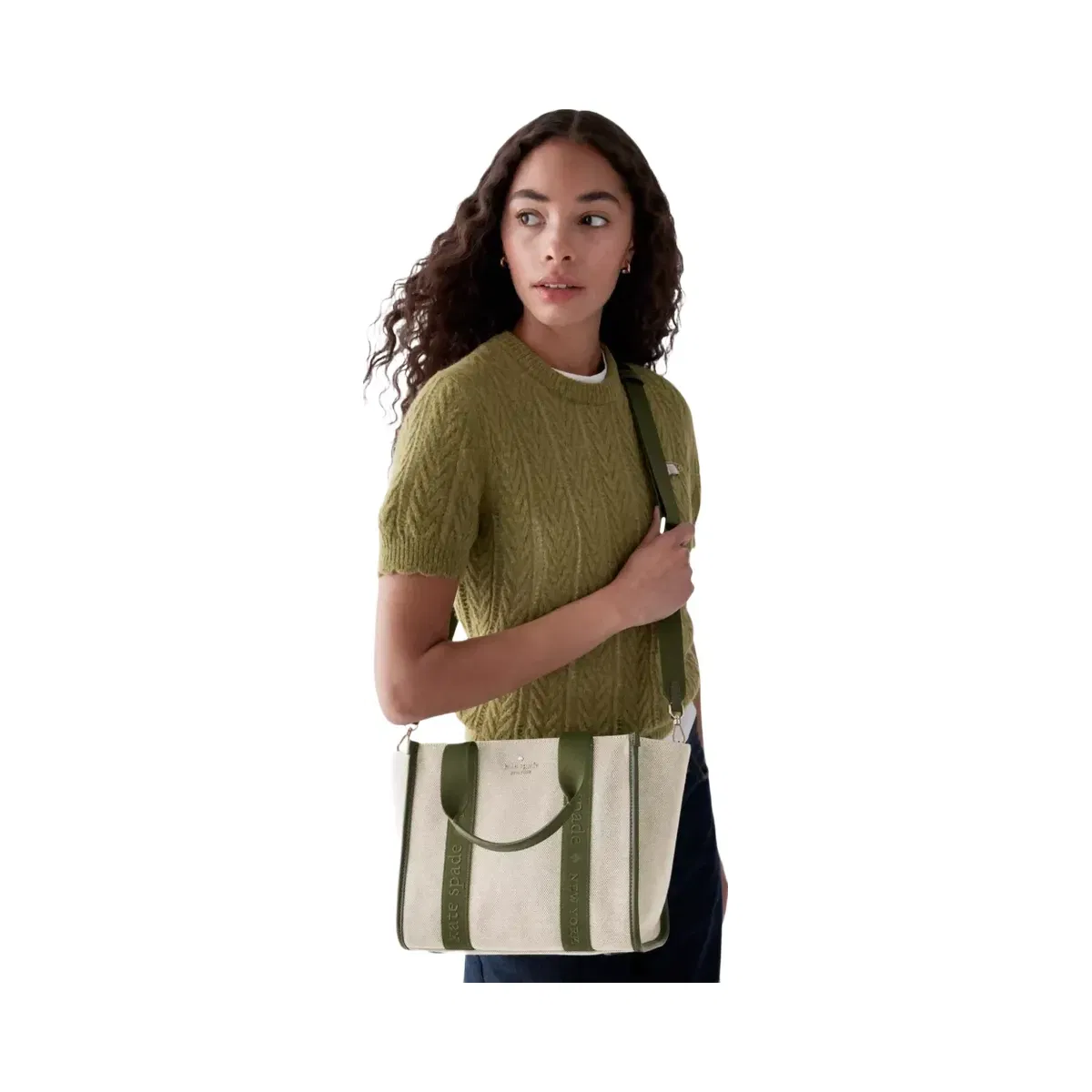 Kate Spade Kip Canvas Small Tote Enchanted Green Multi.