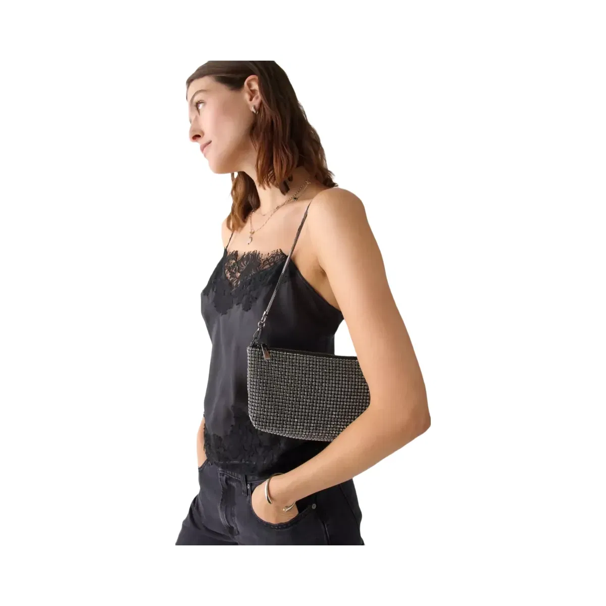 Kate Spade Andie Faux Crystal Mesh Small Shoulder Green Multi