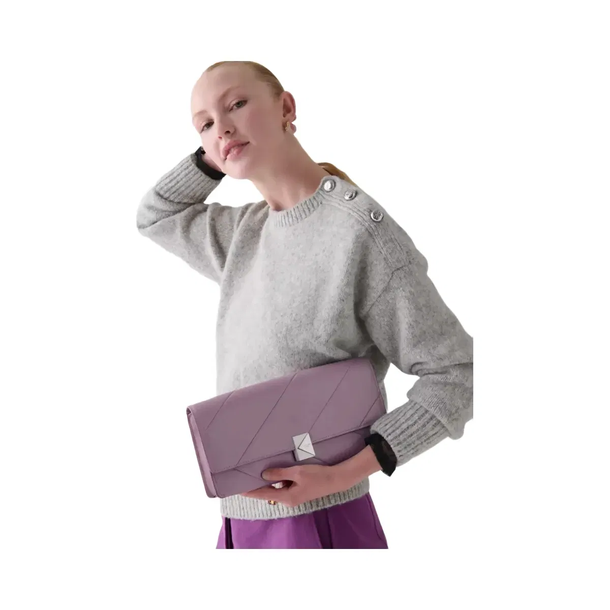 Kate Spade Deco Glazed Leather Soft Shoulder Bag Market Purple