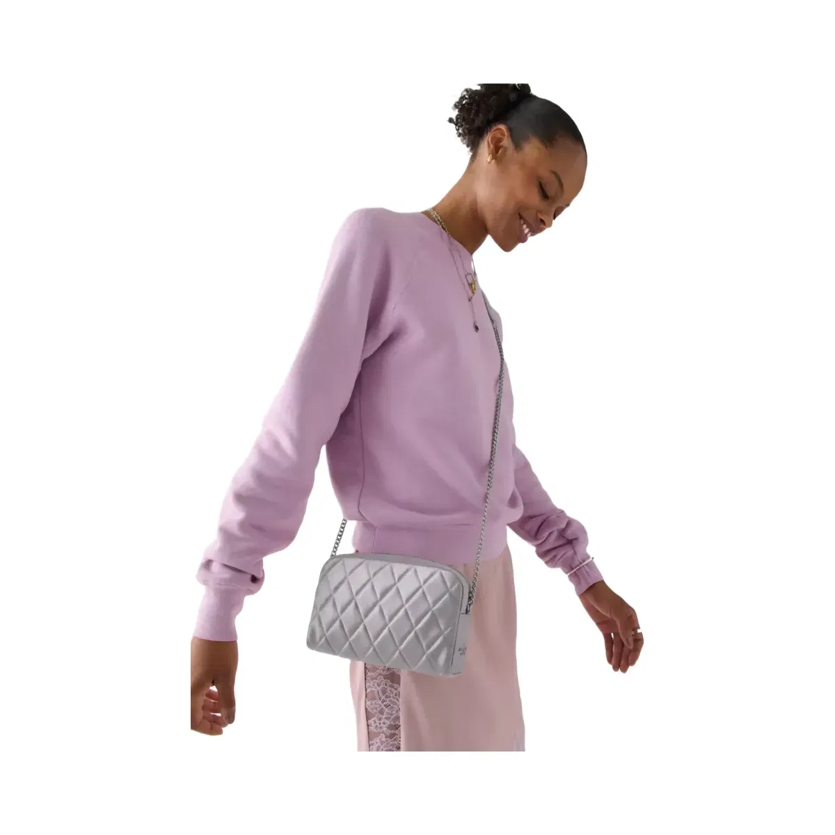 Kate Spade Carey Quilted Satin Mini Camera Bag Gravel Grey