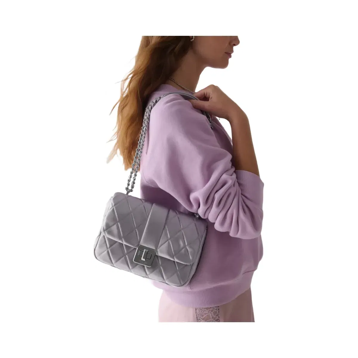 Kate Spade Carey Quilted Satin Small Flap Crossbody Gravel Grey