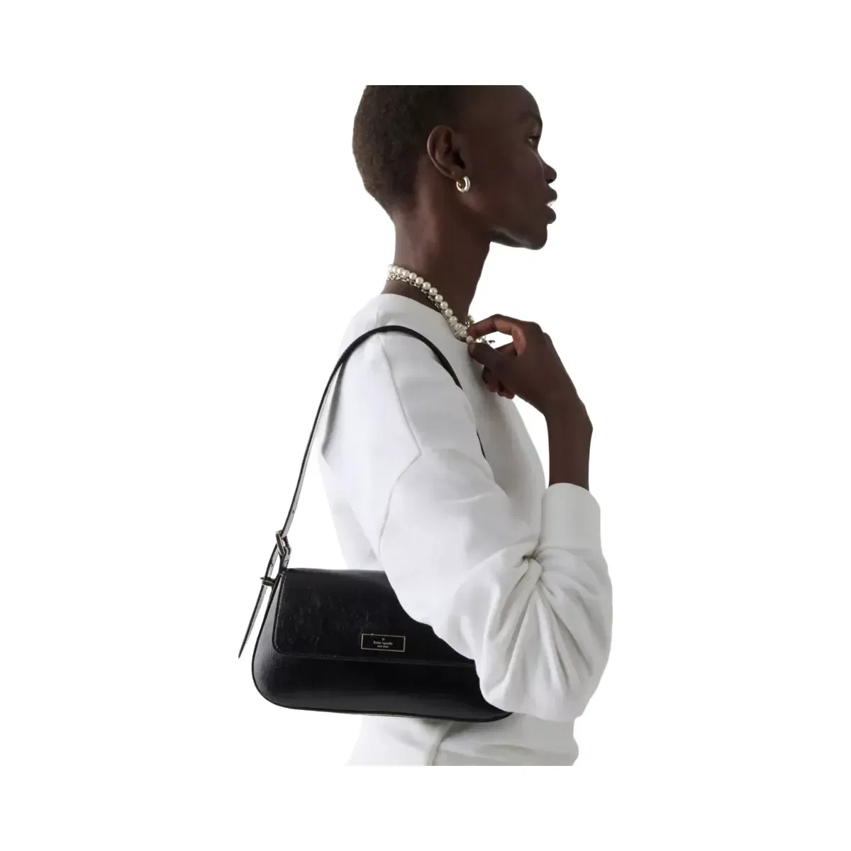 Kate Spade Bridget Shiny Leather Small Flap Shoulder Black