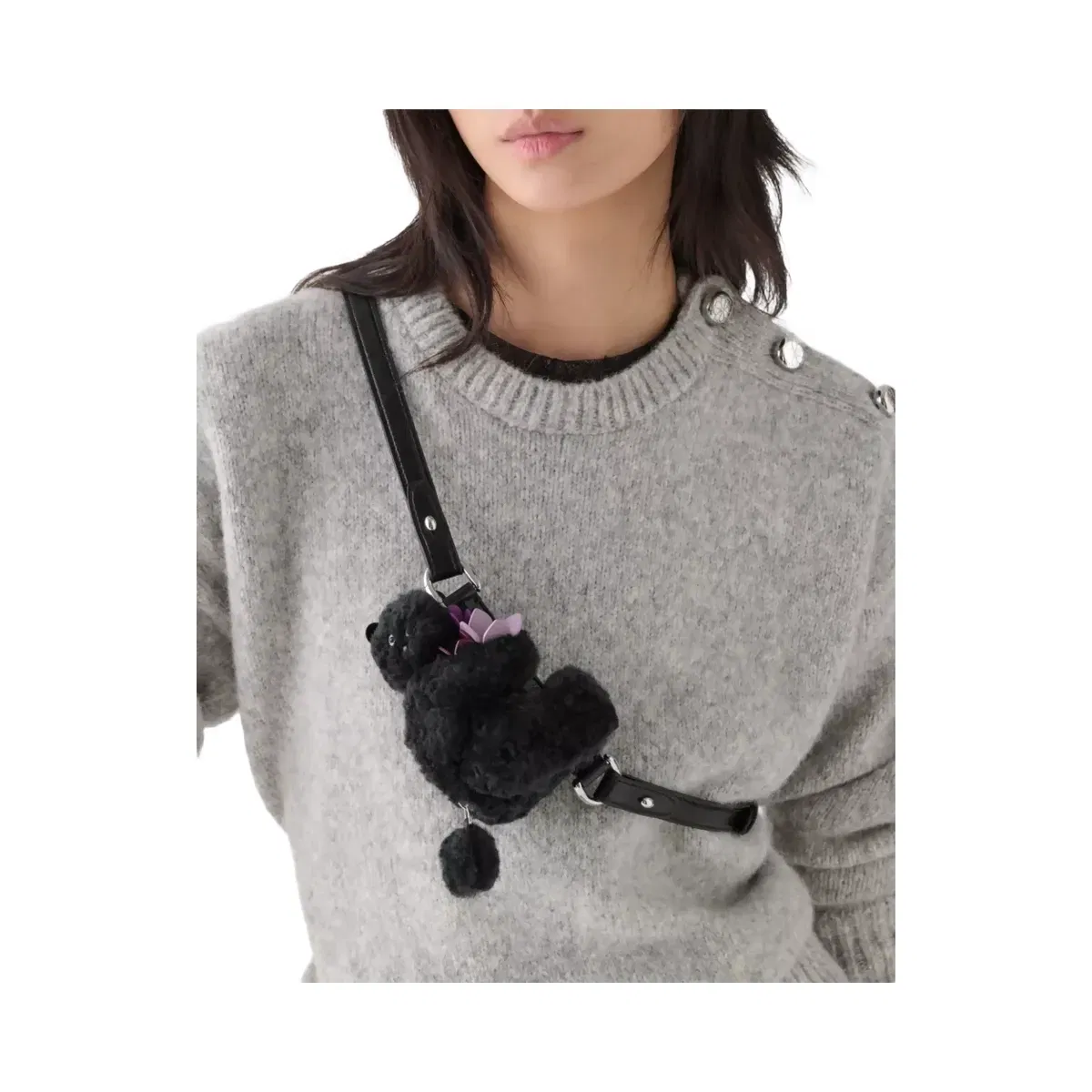 Kate Spade Duo Shearling Bear Crossbody Bag Black Multi