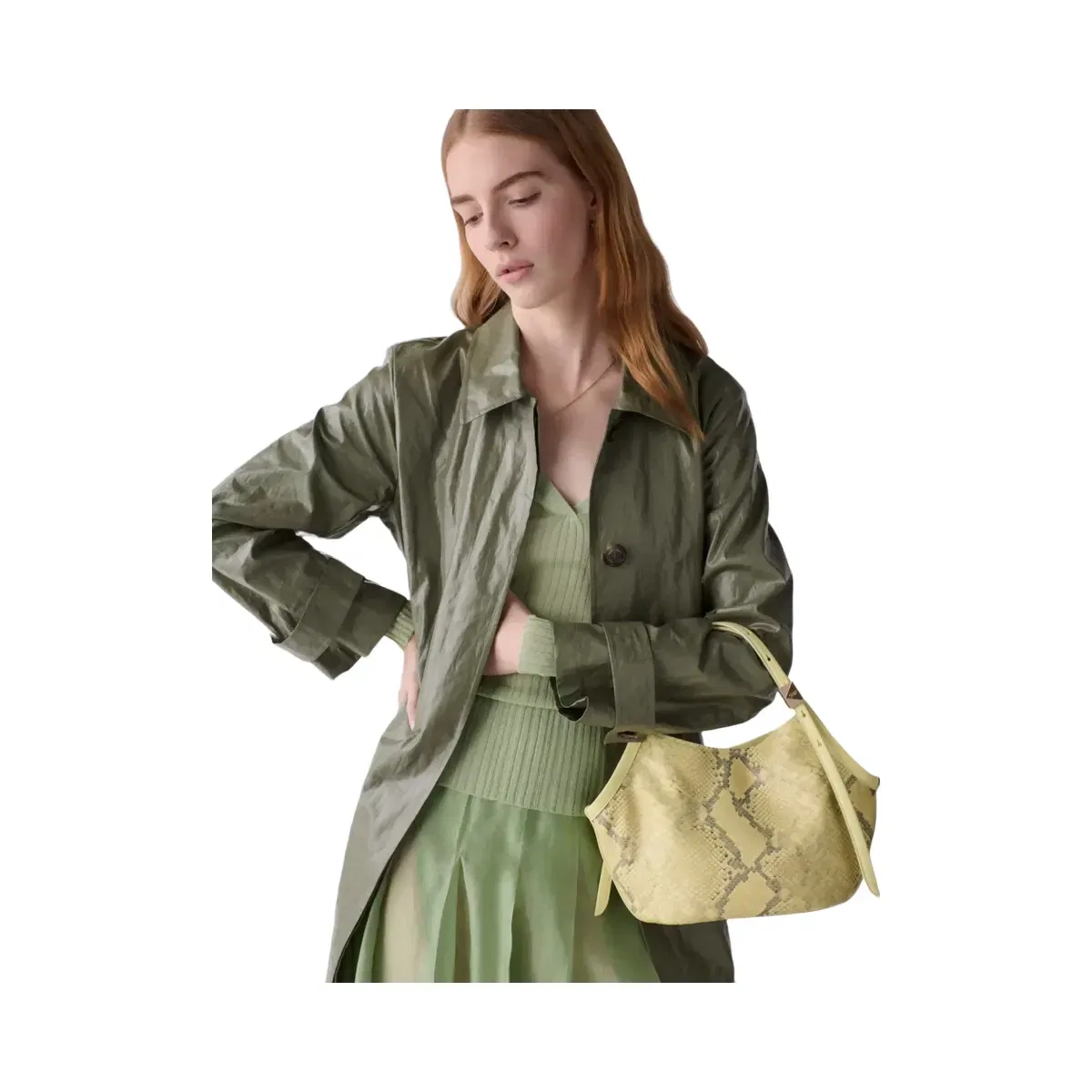 Kate Spade Deco Snake Embossed Small Tulip Tote Bag Pale Citron