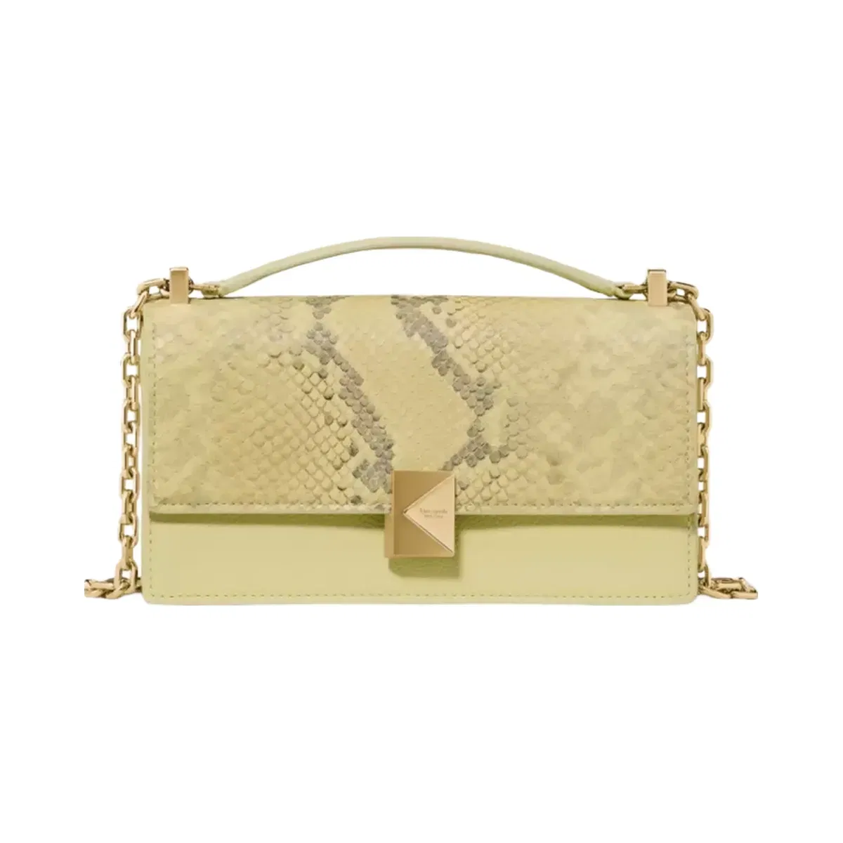 Kate Spade Deco Snake Embossed Mini Crossbody Bag Pale Citron