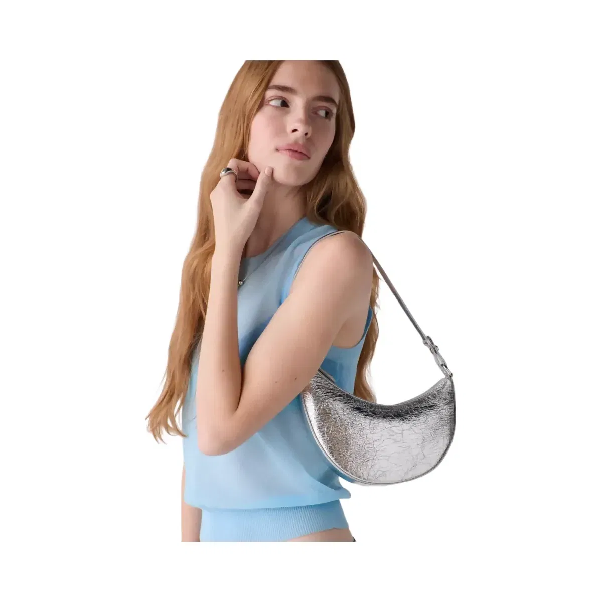 Kate Spade Duo Crinkle Metallic Mini Shoulder Silver
