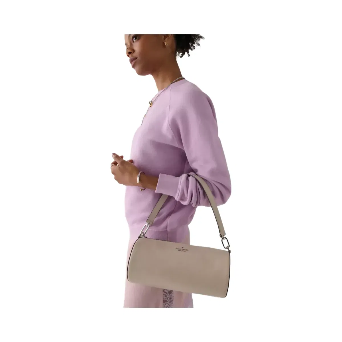 Kate Spade Roulette Glazed Leather Medium Shoulder Bag Quartz Pebble