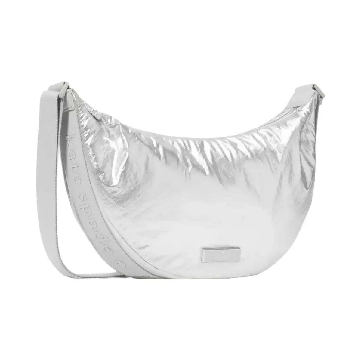 Kate Spade Carter Metallic Fabric Sling Bag Silver