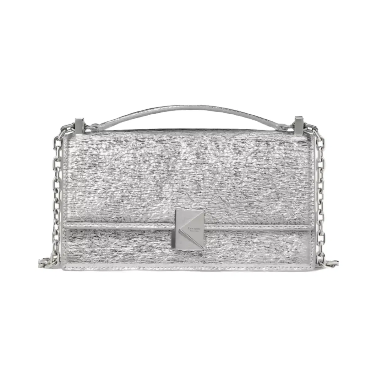 Kate Spade Deco Crinkle Metallic Mini Crossbody Bag Silver