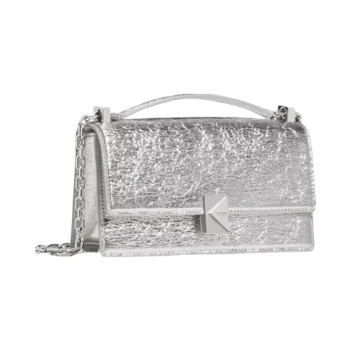 Kate Spade Deco Crinkle Metallic Mini Crossbody Bag Silver