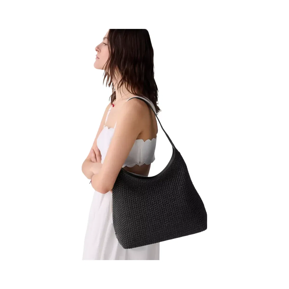 Kate Spade 454 Straw Large Shoulder Bag Black