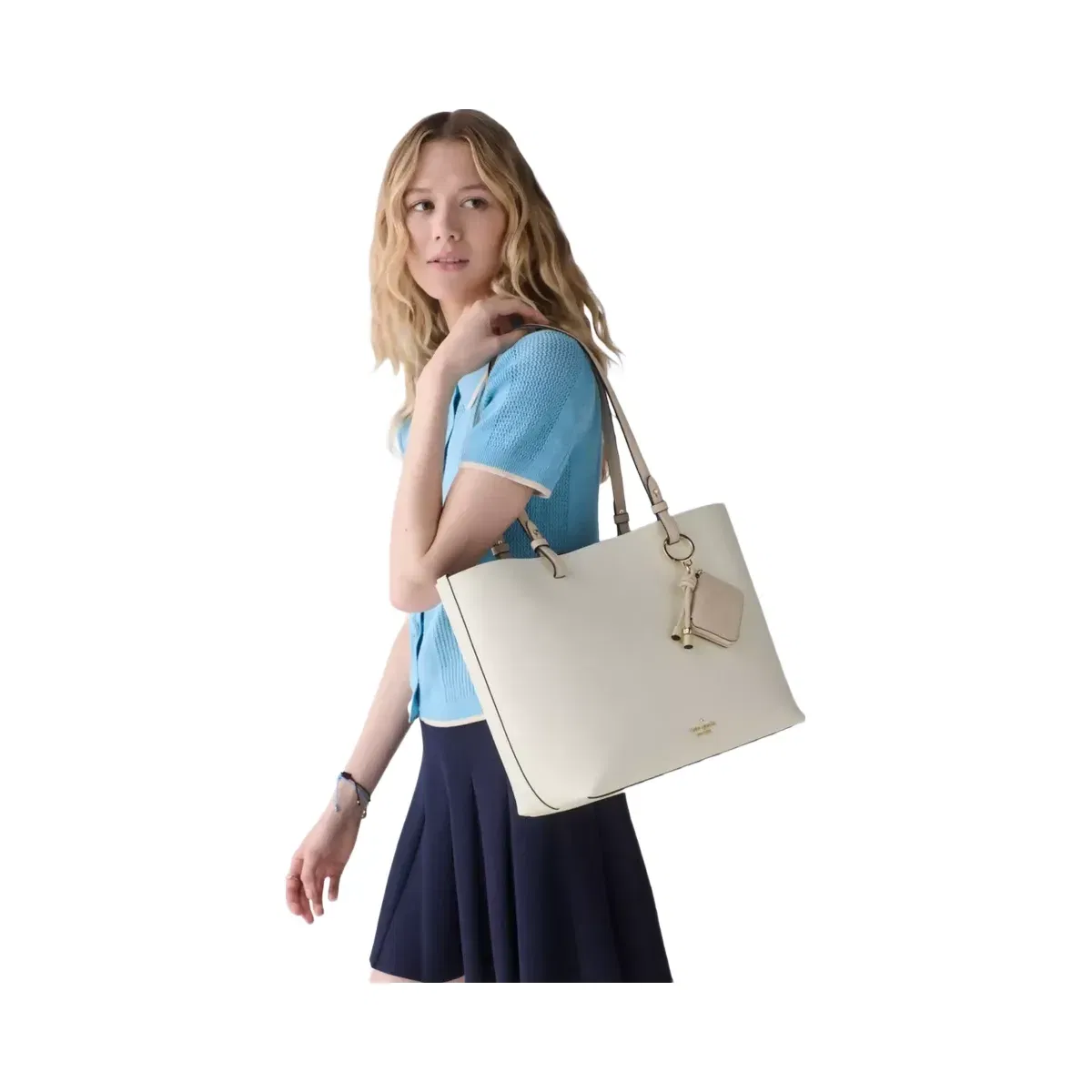Kate Spade Tessa Tote Bag With Charm Light Cream Multi