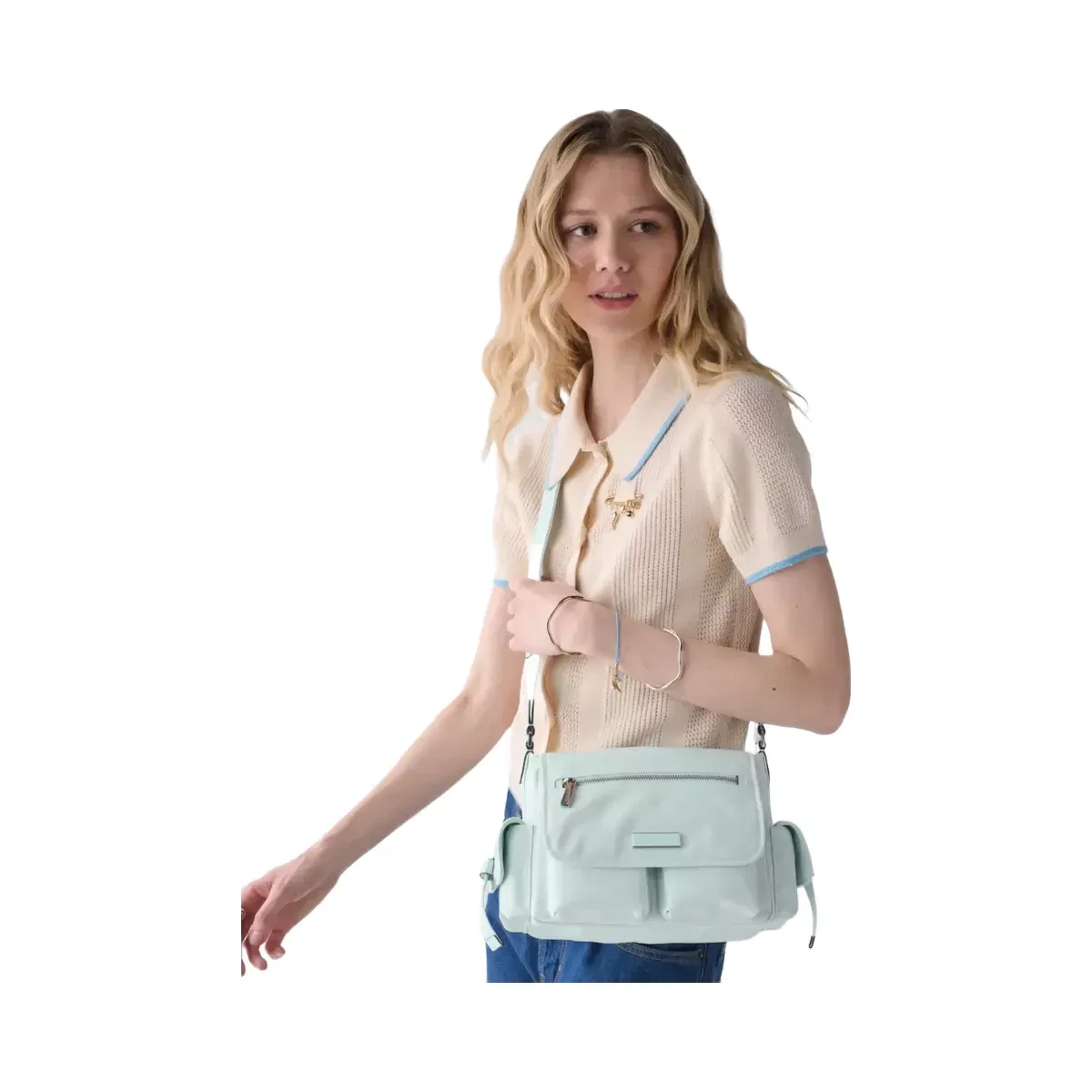 Kate Spade Carter Nylon Messenger Cargo Crossbody Bag Crisp Sky