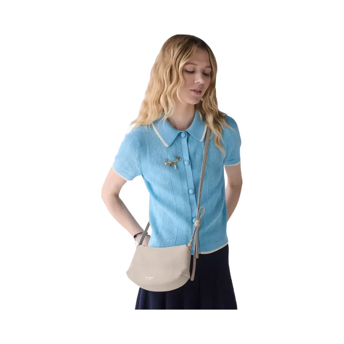 Kate Spade Loop Suede Crossbody Bag Milk Glass